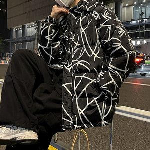 港风潮流 2023宽松加厚连帽外穿棉袄男棉衣外套休闲工装 8822-P65图片