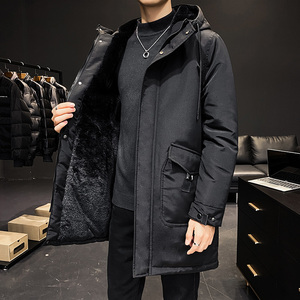 M-5XL冬季大码棉衣男加棉加绒纯色风衣外套保暖连帽棉服 8823-P85图片