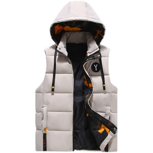 新款青少年秋冬季加厚可脱卸帽男棉马甲外套棉服XZ1310-7006-P55图片