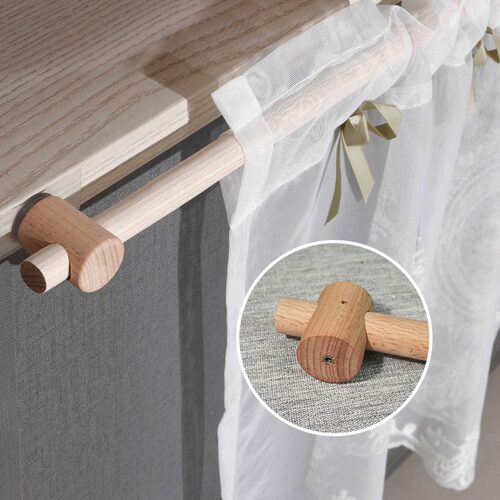 实木窗帘杆免打孔小窗户