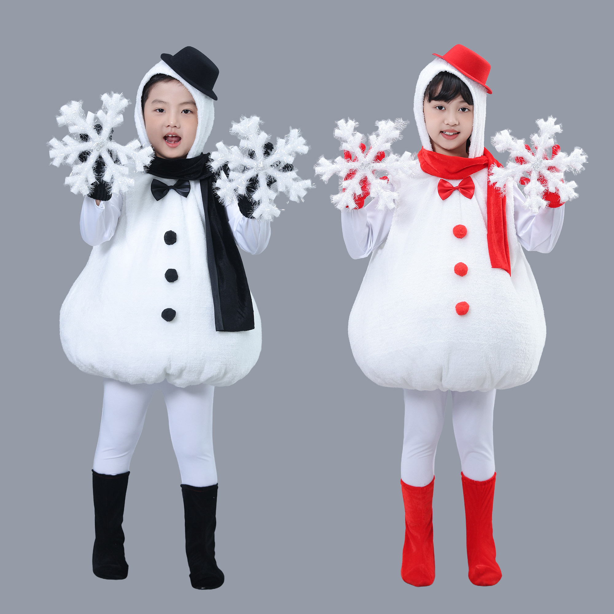 儿童雪人演出服装圣诞节幼儿雪宝宝表演服元旦雪孩子舞蹈服雪娃娃