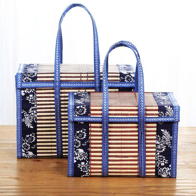 竹篮子手提篮粽子水果枣子月饼香肠大闸蟹竹编竹制品包装盒礼盒