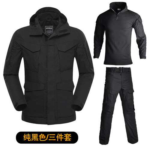 M65战地迷彩冲锋衣风衣男三件套防风防刮耐磨战术外套男衣服套装