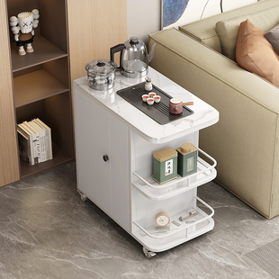 可移动茶桌烧水壶一体小户型岩板沙发边柜侧边几客厅阳台家用茶台