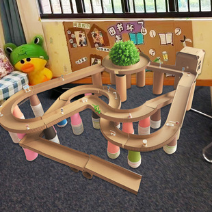 交通道路轨道纸板高架桥手工制作材料幼儿园汽车赛道建构区角儿童