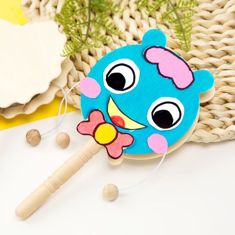 diy拨浪鼓木质白坯儿童手摇小鼓绘画自制乐器涂鸦彩绘手工材料玩,玩具/童车/益智/积木/模型,手工制作工具/彩纸/配件,淘宝优惠券,粉丝福利购,淘宝优惠卷