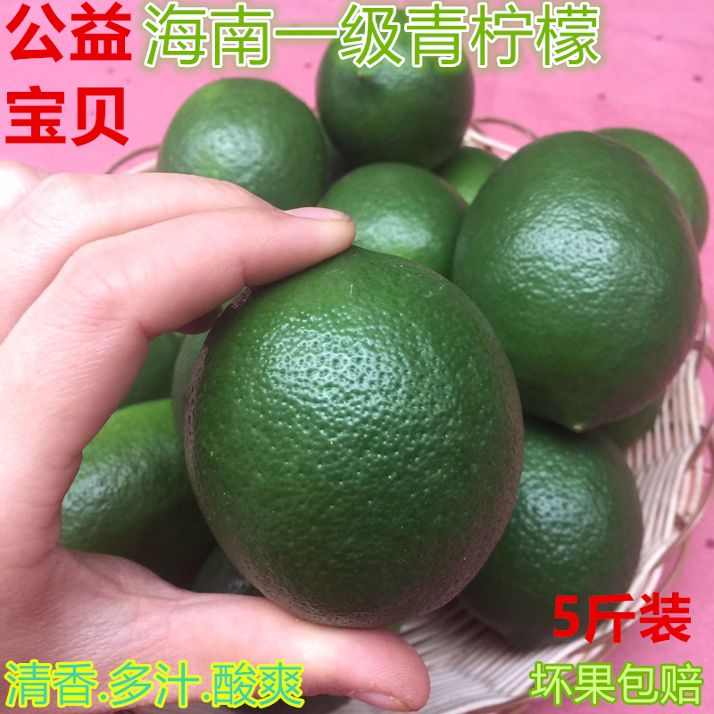 满48.80元可用1元优惠券海南青柠檬 一级绿皮新鲜采摘 皮薄酸爽多汁 产地直发 特价5斤装