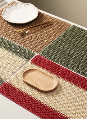 环保黄麻纸混编餐垫简约餐桌垫隔热防烫防滑碗杯垫酒店西餐餐盘垫