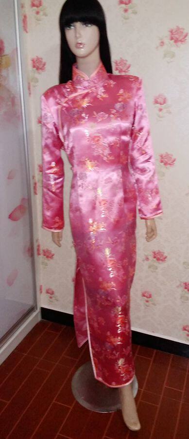 粉红提花织锦软缎复古民族风古典中式传统无拉链旗袍手工定做