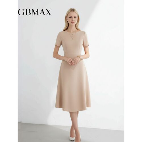 GBMAX高端气质收腰香槟色连衣裙
