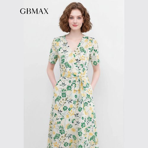 GBMAX法式碎花真丝优雅桑蚕丝裙
