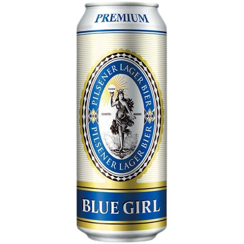 500ml罐装蓝妹啤酒BLUEGIRL德国酿造工艺黄啤酒麦汁10.2P整箱无奖