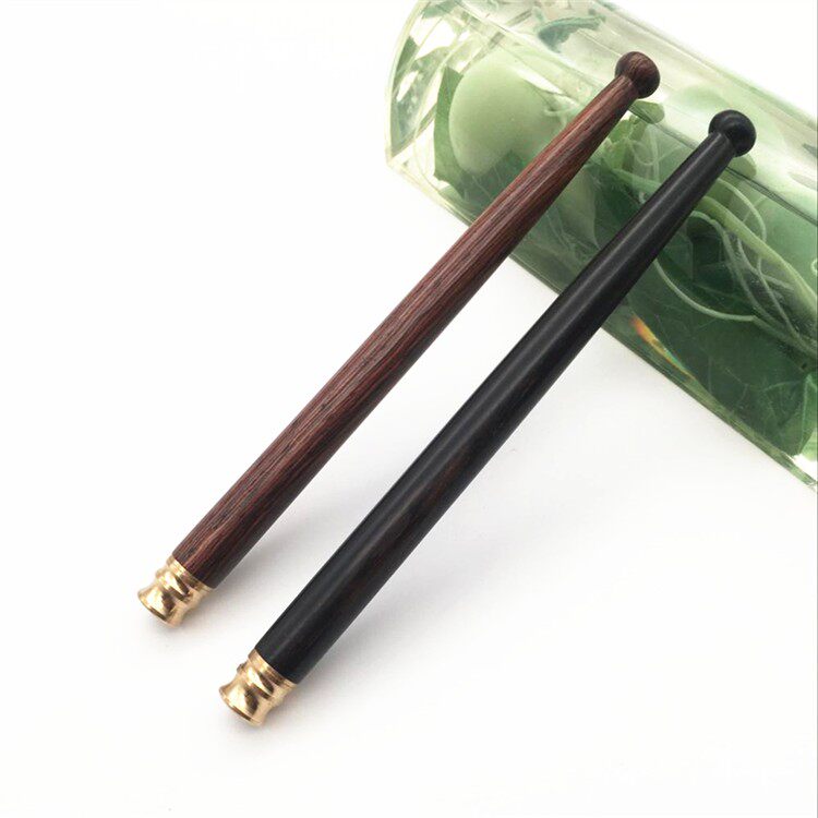 加长烟嘴过滤器循环型可清洗乌木大叶黄花梨木质原木实木金属拉杆