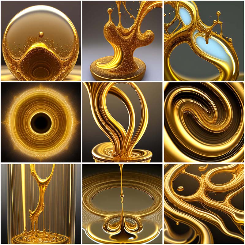 可商用金色液态效果抽象流动纹理质感电商海报设计背景图片素材