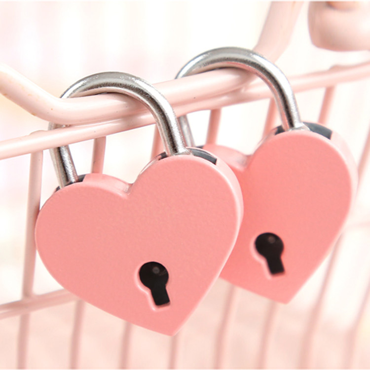 锁头挂锁门锁带钥匙家用行李箱锁同心锁小锁头可爱少女心爱心形锁