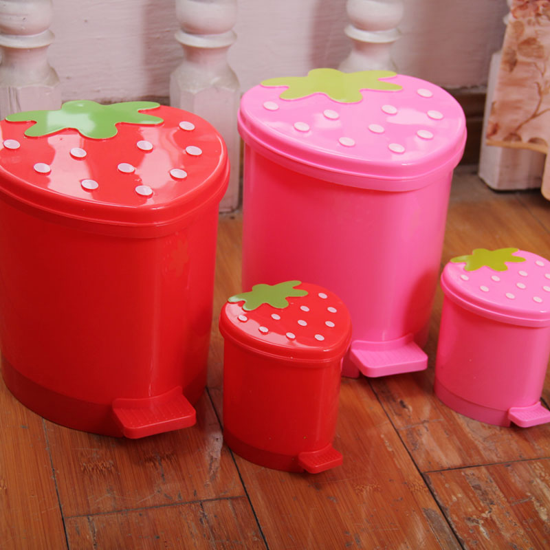 草莓桌面垃圾桶迷你创意带盖