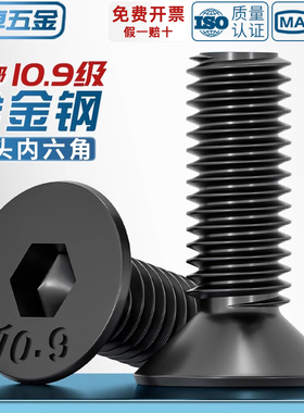 10.9级黑沉头内六角螺丝平头螺钉平杯螺栓M2M3M4M5M6M8M10M12-M20