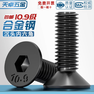 10.9级黑沉头内六角螺丝平头螺钉平杯螺栓M2M3M4M5M6M8M10M12 M20