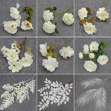 白色系仿真花材婚庆绢花婚礼堂吊顶装饰花材家居摆设橱窗美陈插花