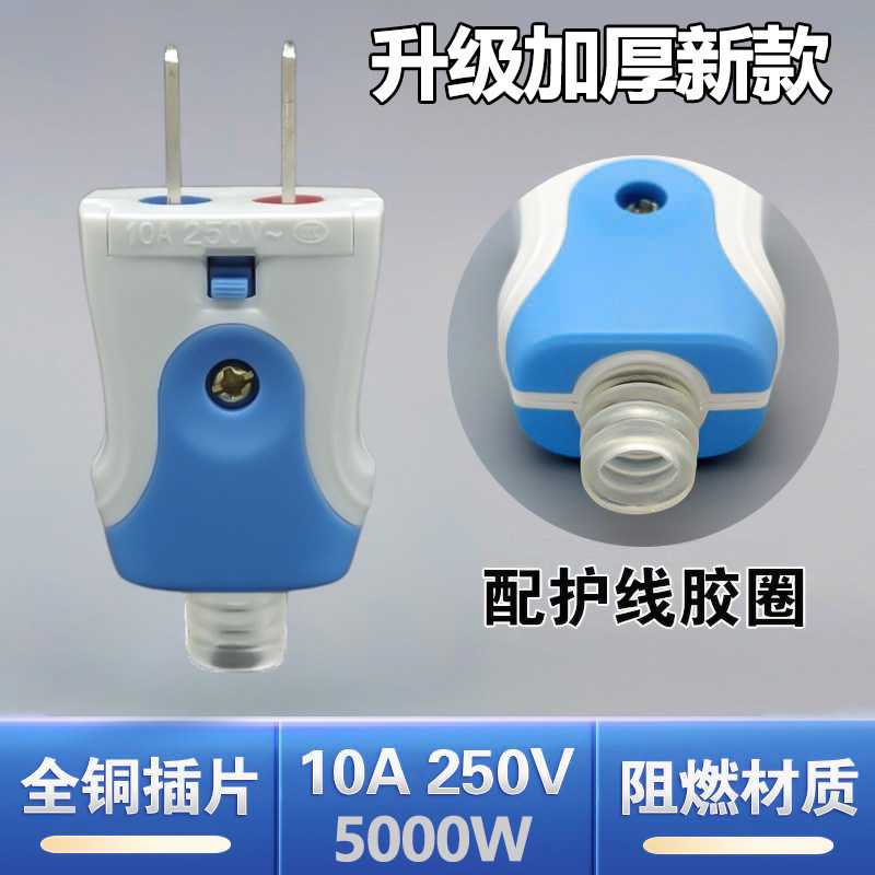 10A家用二脚铜插头带护线