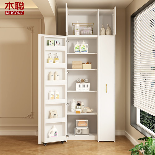 实木阳台防晒储物柜靠墙一体