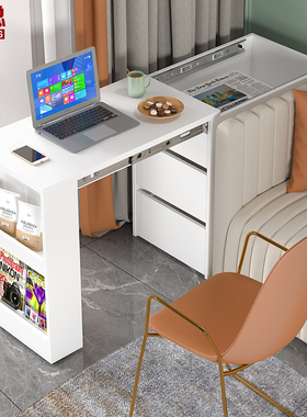 现代简约推拉书桌沙发边柜侧边柜客厅卧室边几角几夹缝窄柜J26