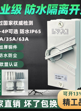 户外防水隔离开关UKF20A35A60A大功率工业三相380V防水开关三项闸