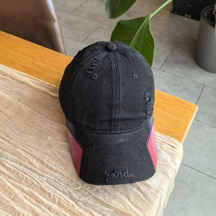 帽子女鸭舌帽刺绣字母破损版新款百搭休闲时尚棒球帽男踩线潮帽