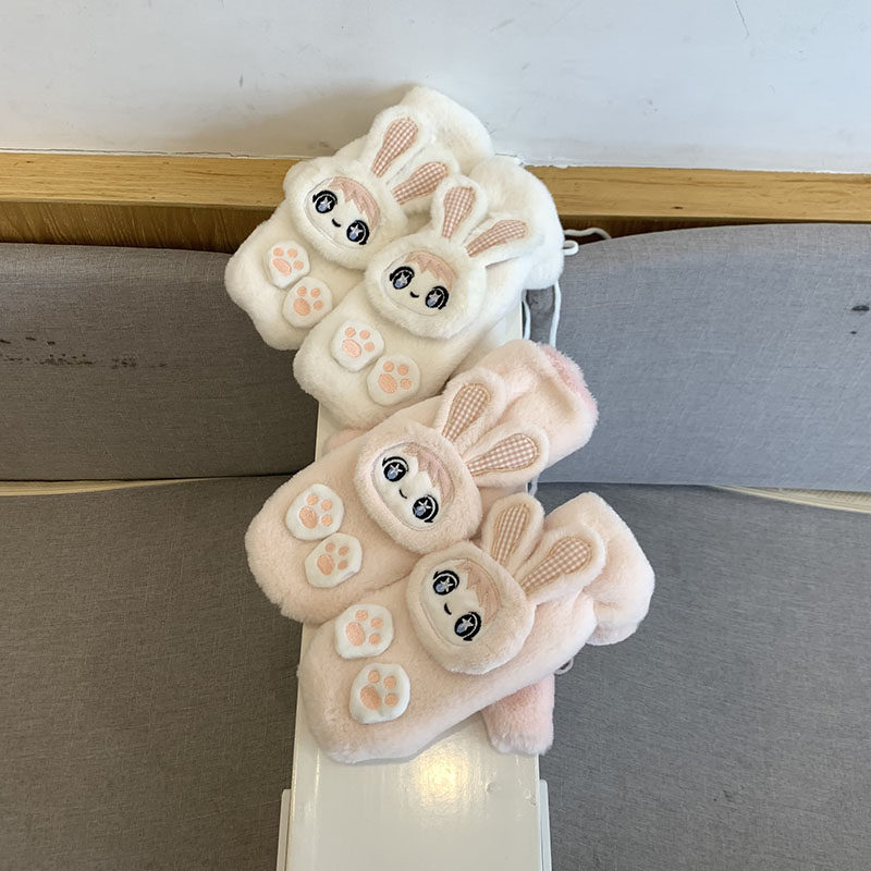 女毛绒绒小兔子新款手套