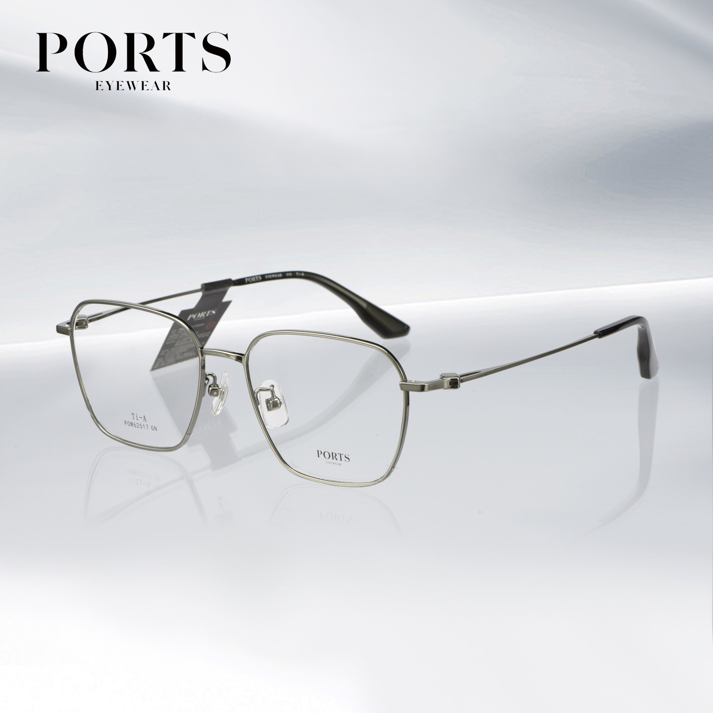 PORTS舒适百搭方形大框镜架时尚大气商务男士百搭超轻钛POM62517