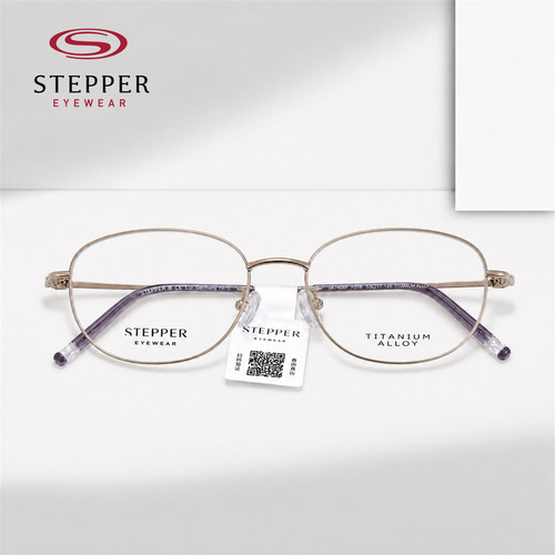 STEPPER思柏女复古商务小圆框椭圆时尚金丝眼镜架配近视度数74067