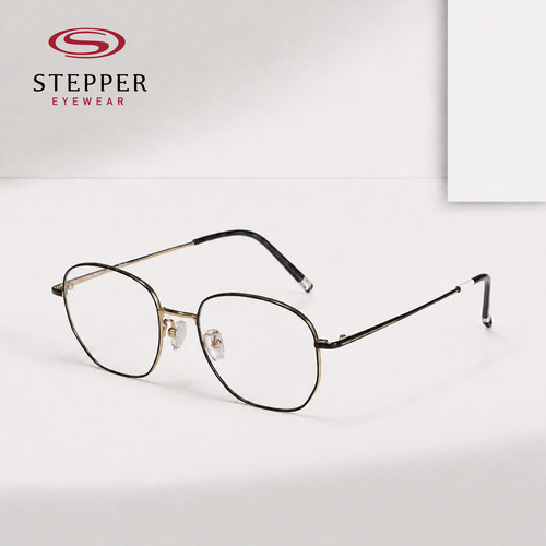 STEPPER思柏时尚潮女轻盈舒适型男近视休闲复古金丝圆框眼镜71002