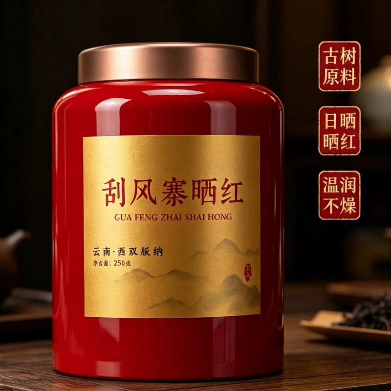 刮风寨大古树晒红茶尖货红茶罐装