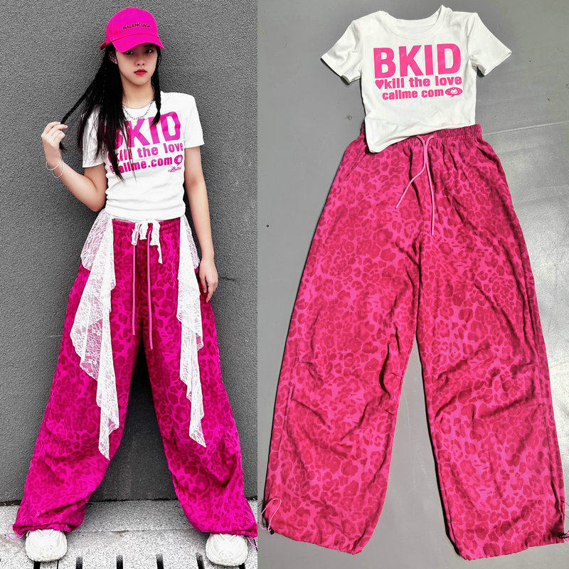 辣妹广场爵士服装成人jazz跳舞套装新款宽松阔腿工装裤女团演出服 - 实物图