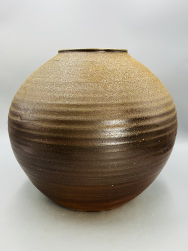 B674，日本回流 备前烧大壶花器，超大，柴烧工艺有盒