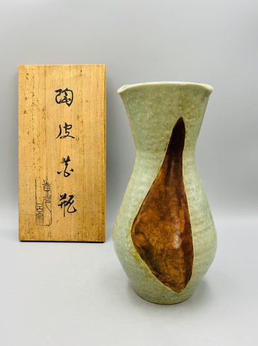 B442，日本回流陶皮花瓶，带原木盒，轻微使用痕迹