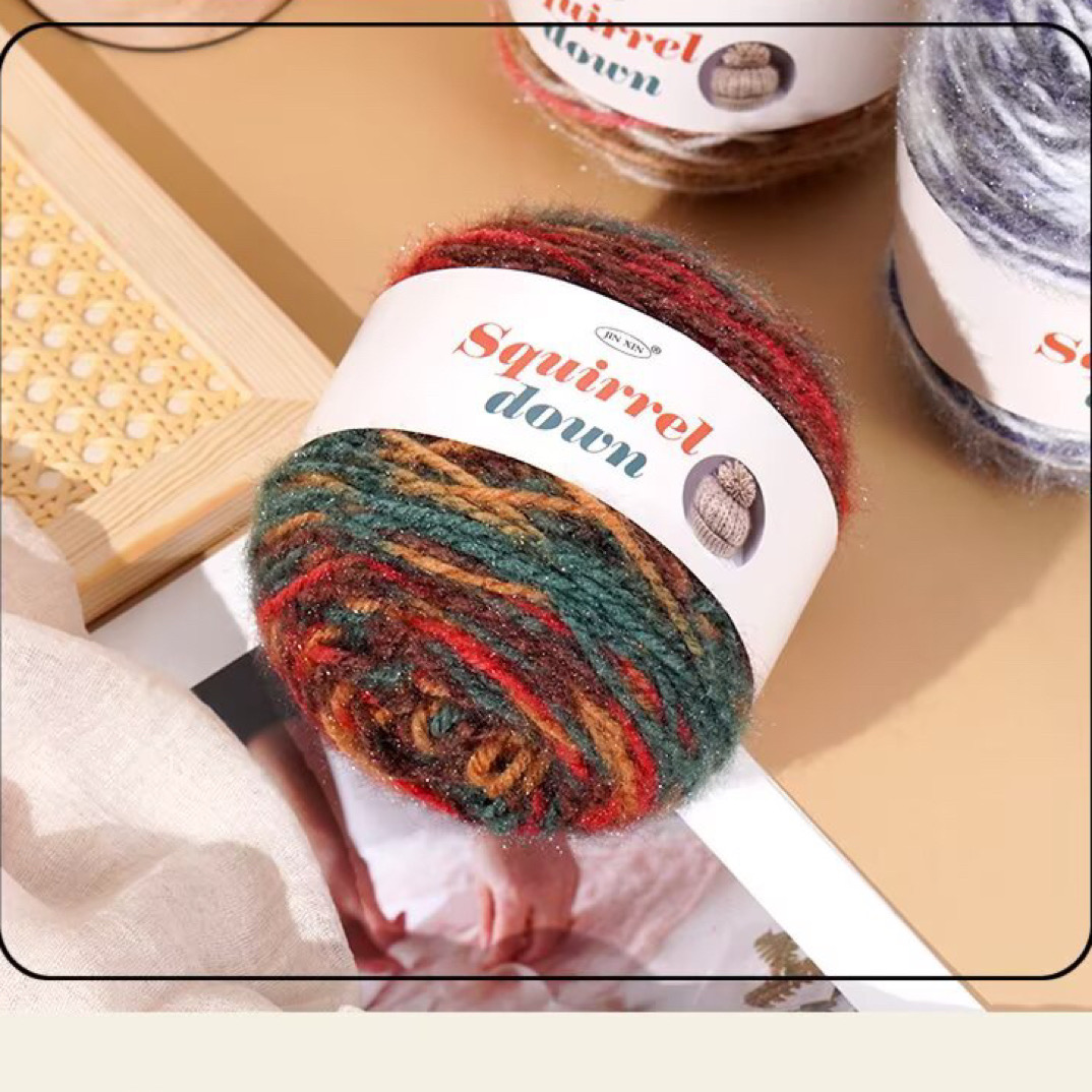 外贸版松鼠绒中粗毛线团高品质手工编织棒针钩针毛衣围巾