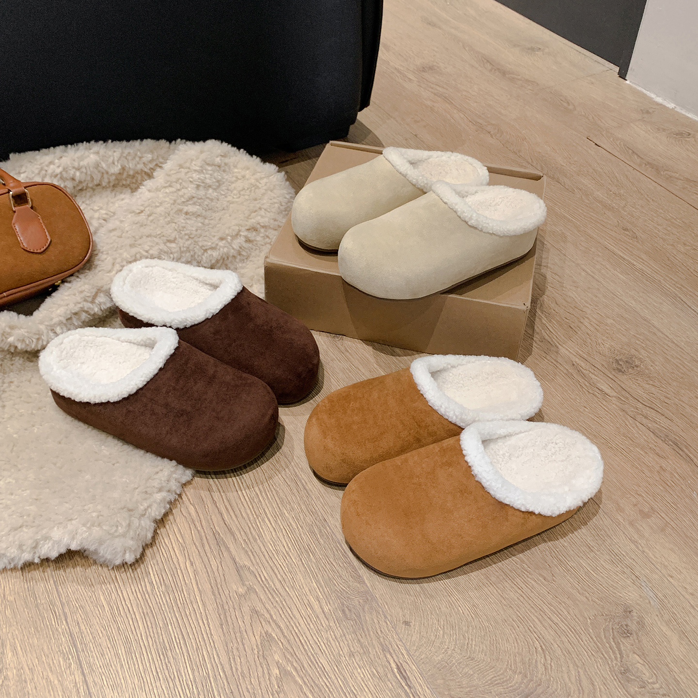 羊卷毛加绒毛毛包头勃肯女半拖