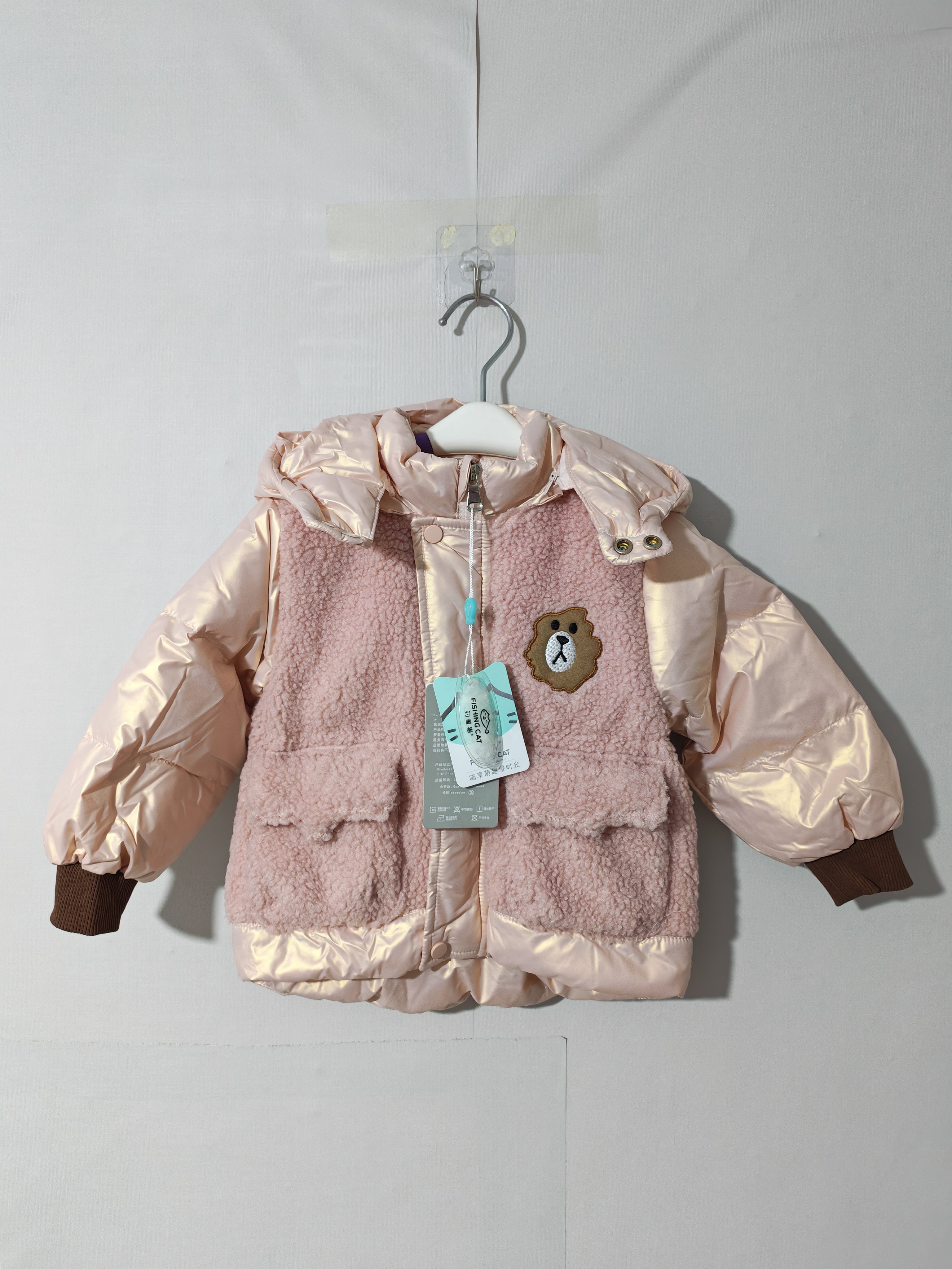 80-100码钓鱼猫品牌清仓女童羽绒服儿童羽绒服薄款90白鸭绒