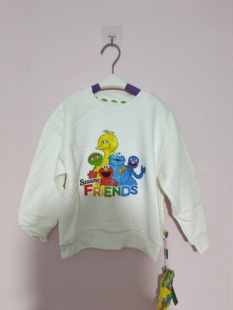 100-130码儿童卫衣加绒秋冬芝麻街男童加绒卫衣女童卫衣加厚清仓