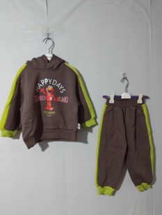 100-140码芝麻街儿童卫衣卫裤加绒秋冬男童套装女童加绒卫衣裤子