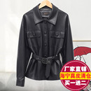 收腰显瘦绵羊皮夹克外套机车服 2025秋新款 宋佳同款 真皮皮衣女短款