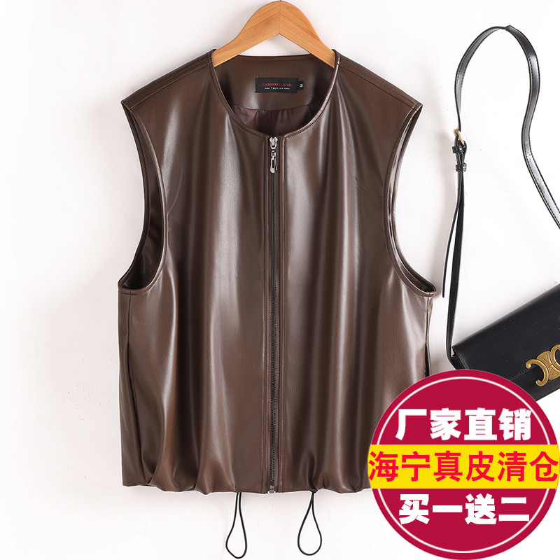 真皮马甲女短款显瘦无袖坎肩外套