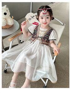 女童夏季民族风短袖连衣裙新中式汉服裙六一儿童演出服