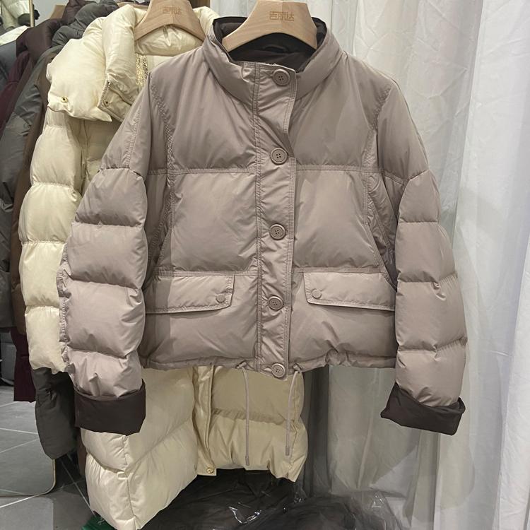 韩版加厚短款立领羽绒服女