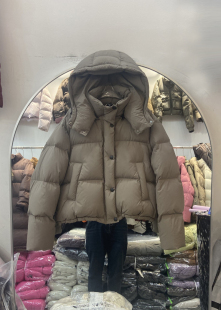 2024新款加厚羽绒服女面包服连帽短款韩版宽松外套帽子脱卸白鸭绒