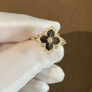 歌剧院operaa黑色玛瑙小号戒指18K玫瑰金可定制各颜色复古指环