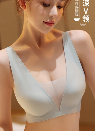 【深V果冻】内衣女大胸显小收副乳聚拢上托美背无钢圈性感文胸夏