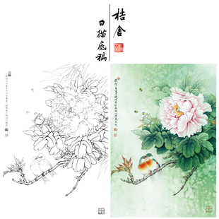 【有步骤、大彩图】李晓明工笔画白描稿相思鸟《相思瑶池春》KD20