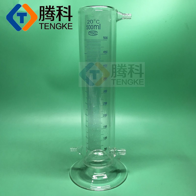 夹套量筒双层500ml1000ml 2000ml5000ml 加厚腾科带刻度玻璃器皿
